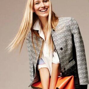 Black & White Tweed Cropped Blazer